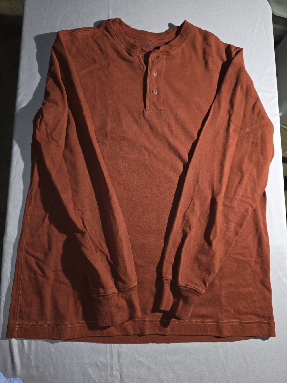 Saddlebred Men's Long Sleeve Henley in Rust Orange